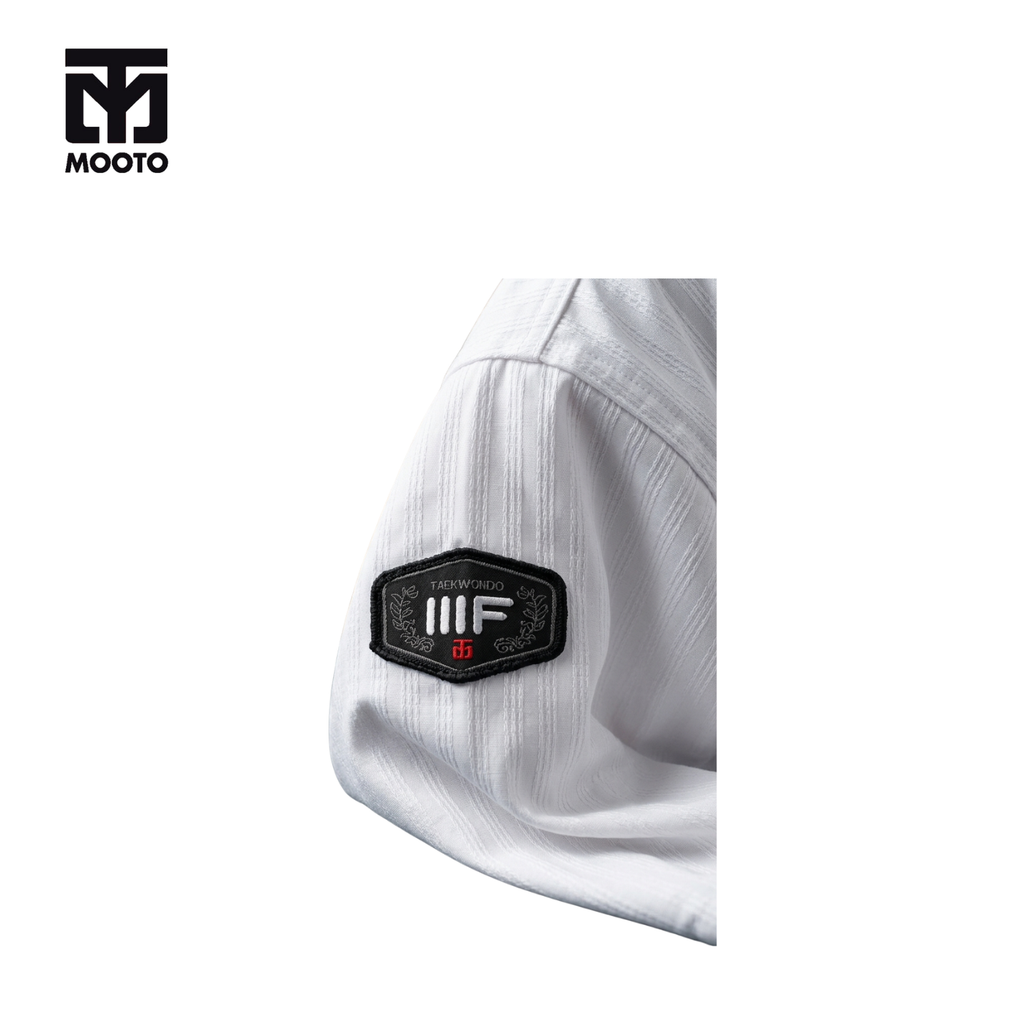 MOOTO DOBOK IIIF RED-BLACK COLLAR ( Seragam Taekwondo)
