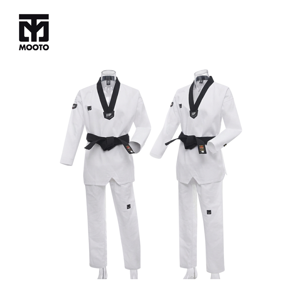 MOOTO DOBOK IIIF RED-BLACK COLLAR ( Seragam Taekwondo)